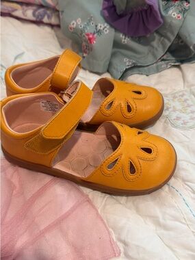 Livie & Luca Girls' Yellow Mary Jane Cutout Shoes